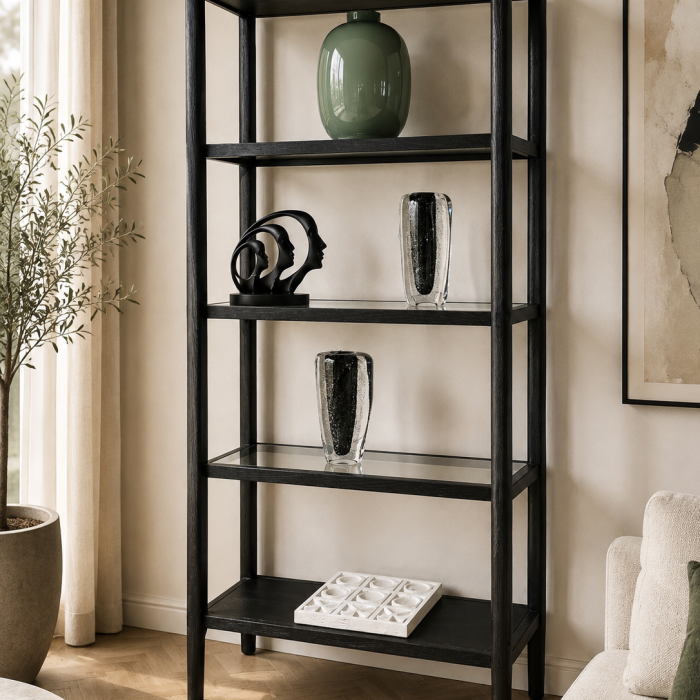 ספריה מודרנה שחור 90*35*200